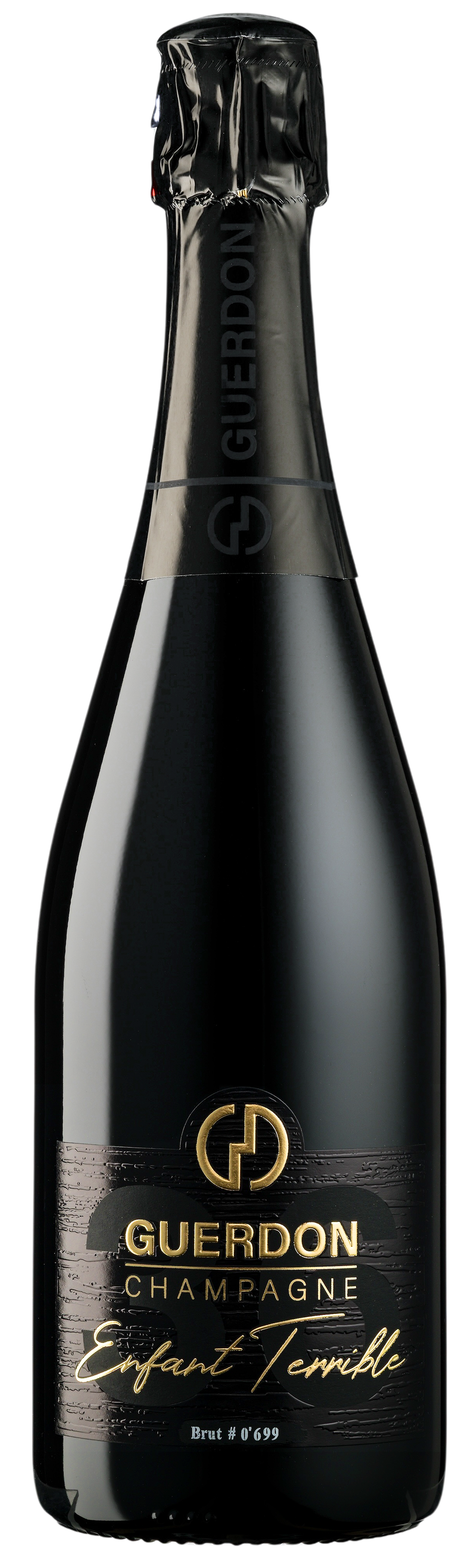 Guerdon Enfant Terrible bottle with clear front label
